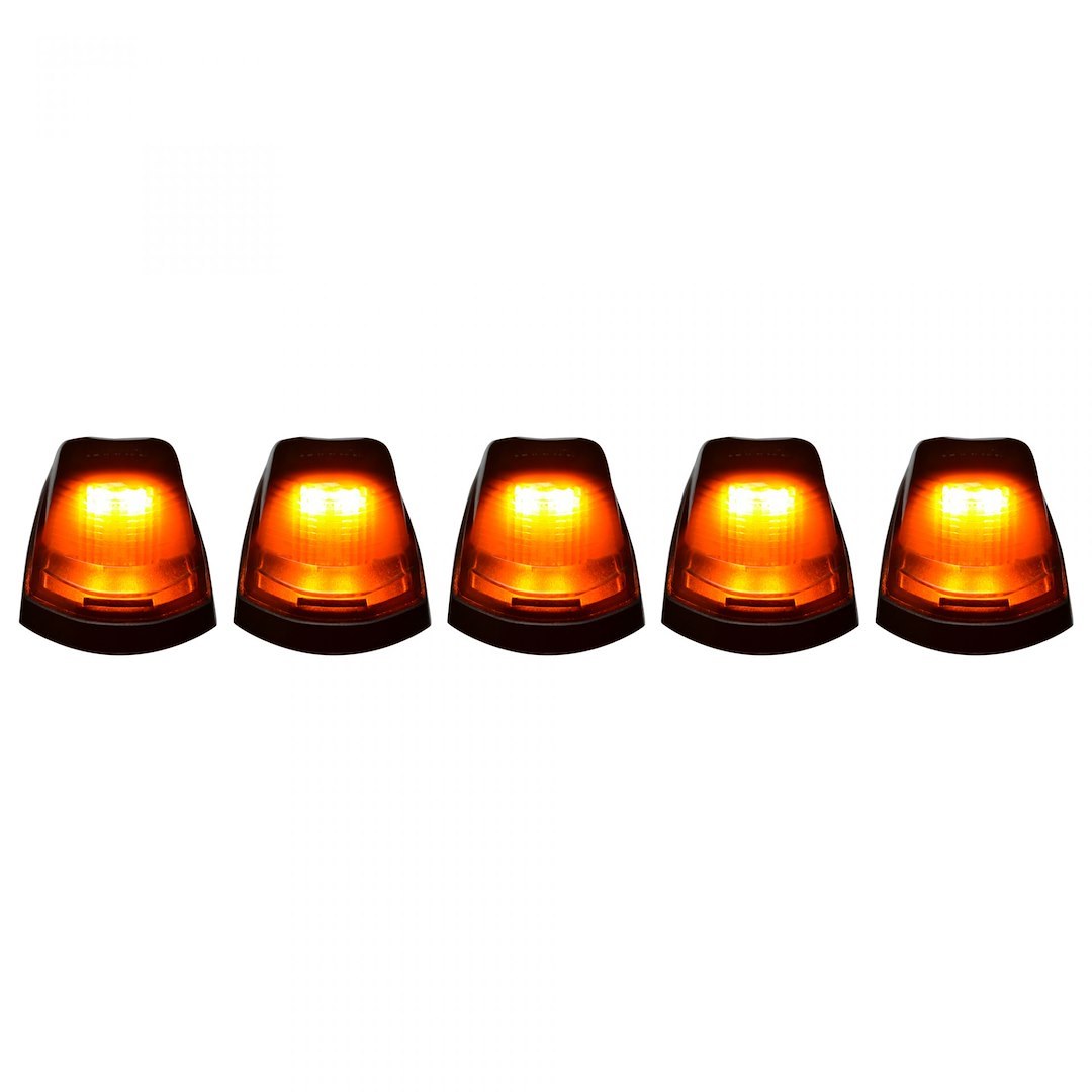 Recon Accessories Roof Marker Light – LED, Direct Fit Oval, Smoke Lens, LED Bulb, Amber Bulb, Set of 5 – 264343BK