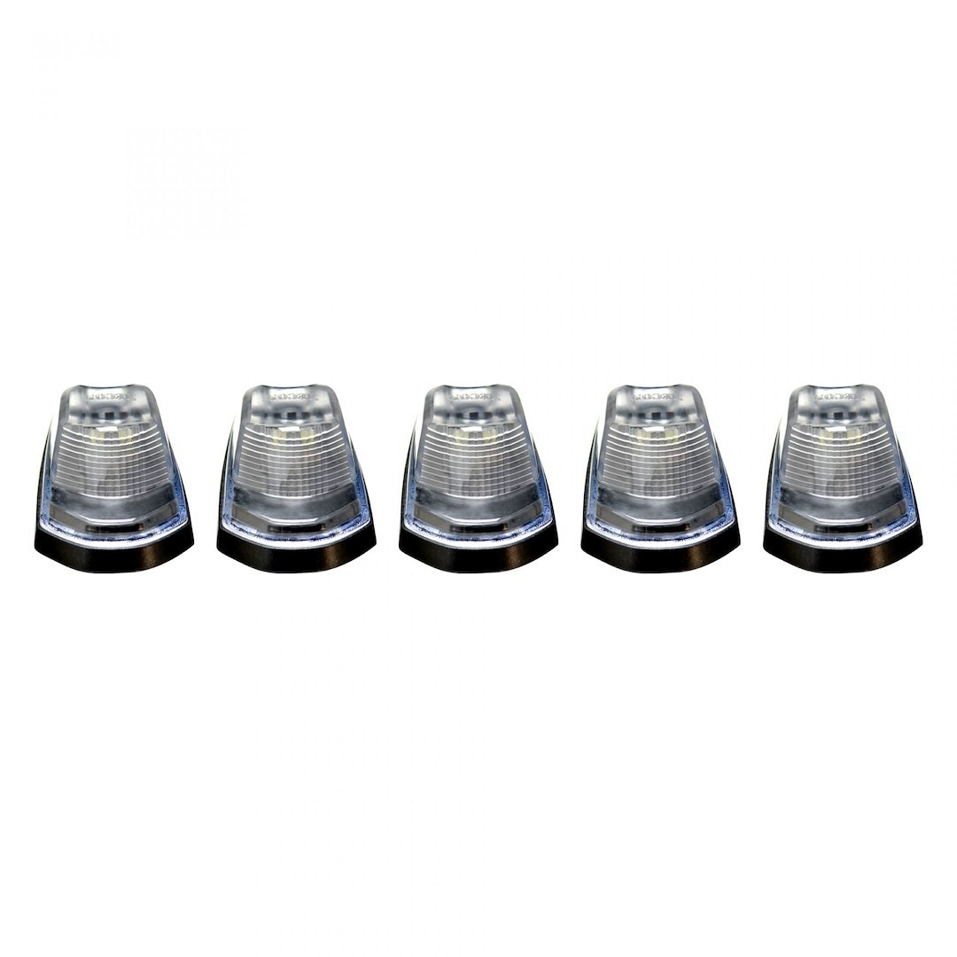 Recon Accessories Roof Marker Light – LED, Direct Fit Oval, Clear Lens, LED Bulb, Amber Bulb, Set of 5, Replaces Factory Lights – 264343CL