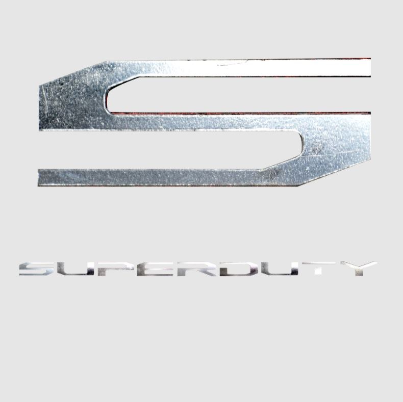 Recon Accessories Emblem, S and Super Duty Logo, Hood/ Tailgate/ Interior, Silver Tailgate and Interior/ Black Hood – 264381CHBK