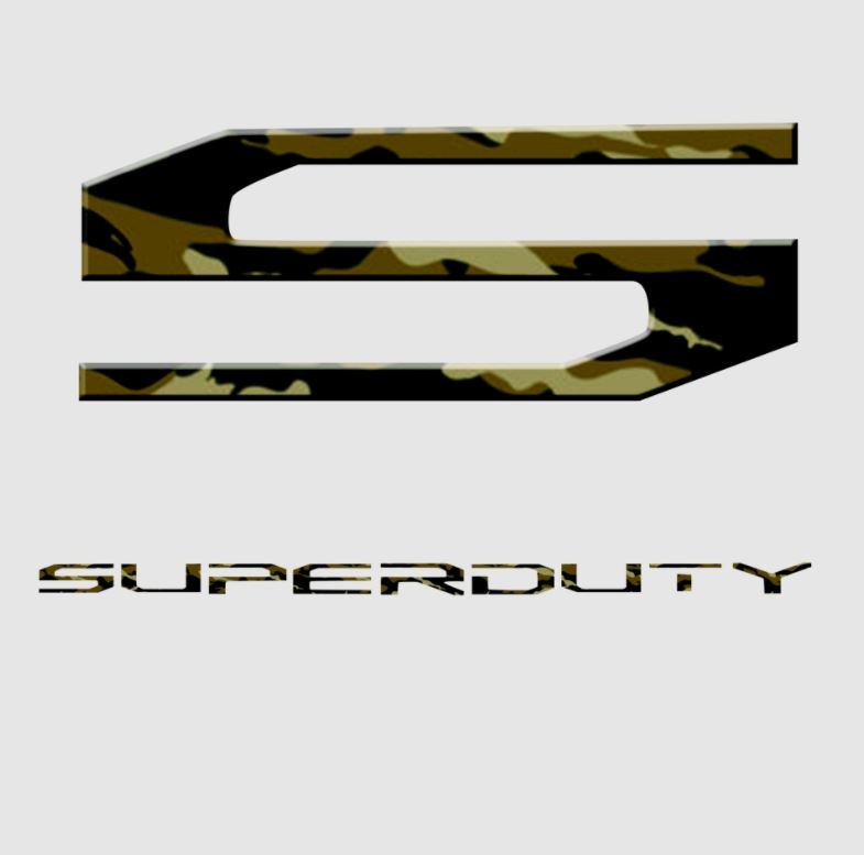 Recon Accessories Emblem, S and Super Duty Logo, Hood/ Tailgate/ Interior, Green Camo Pattern, Matte, Acrylic – 264381GC