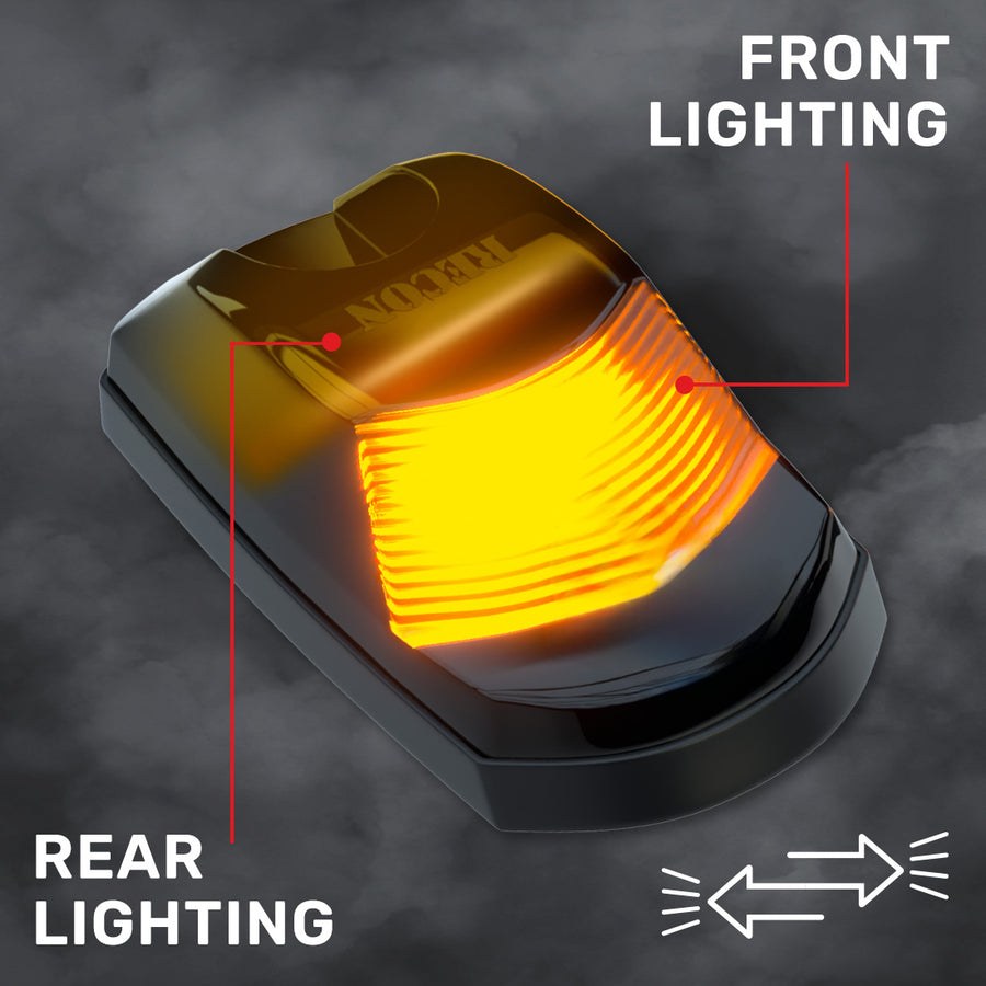 Recon Accessories Roof Marker Light, Smoke ABS Plastic Lens, 2-WAY Front/ Rear Facing Ultra High Power LED, Amber Bulb, Set of 5 – 264443BKHPAM