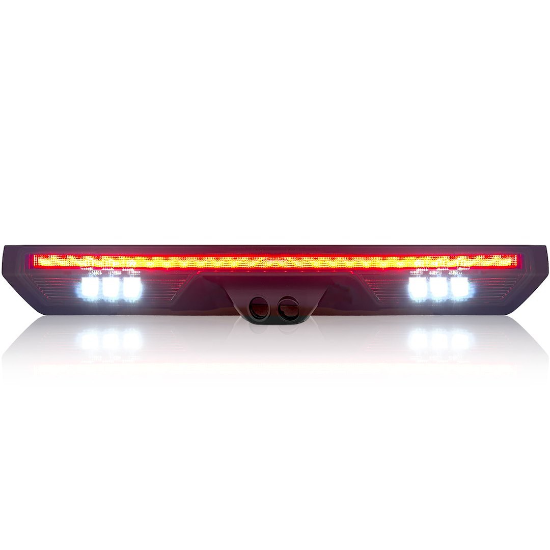 Recon Accessories Center High Mount Stop Light, Smoke Lens, Red Brake Bulb/ Cree Xml White Cargo Light, LED Bulb, With Cargo Light – 264101CAM2BK