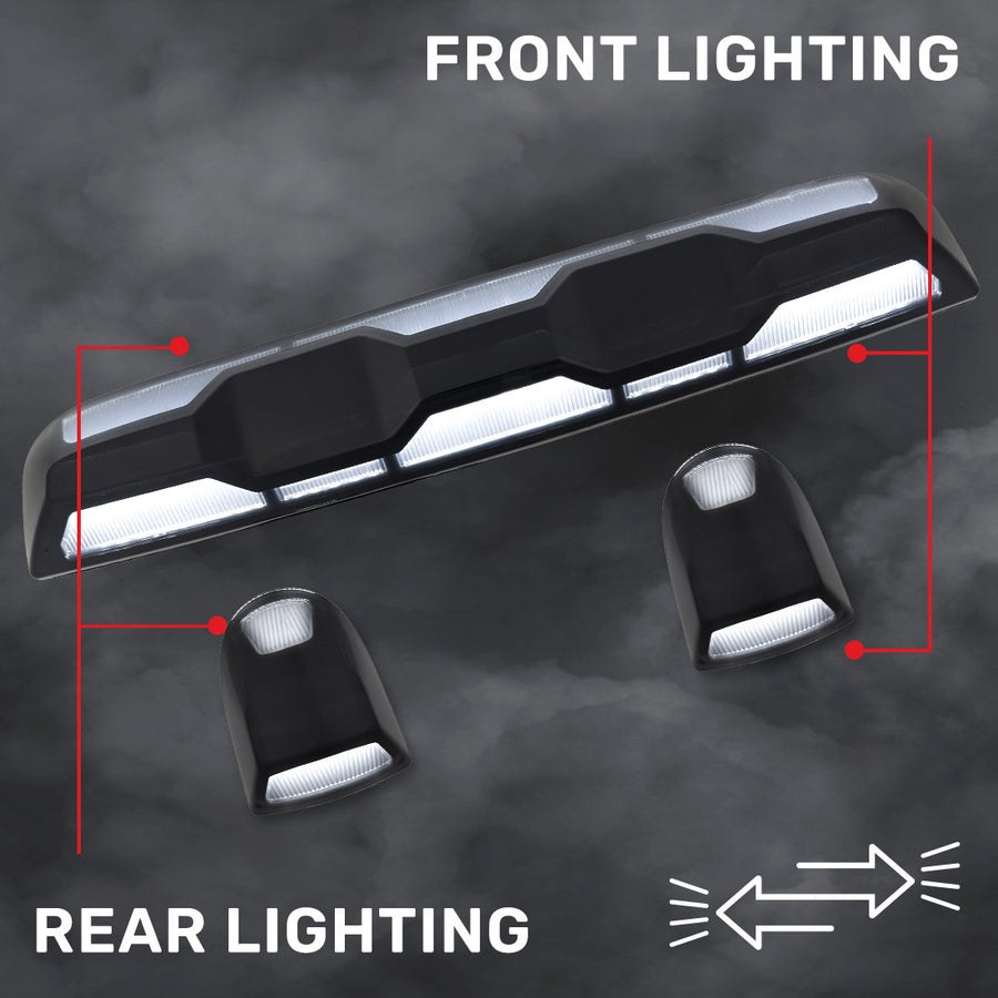 Recon Accessories Roof Marker Light, Smoke Lens, 2-WAY Front/ Rear Facing Ultra High Power LED, White Bulb – 264158BKHPWH