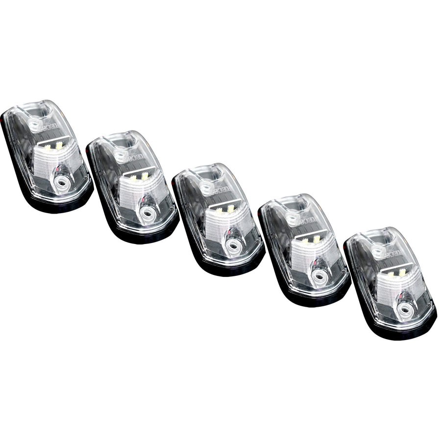 Recon Accessories Roof Marker Light, Direct Fit Oval Style, Clear ABS Plastic Lens, Oled Running Lights, White Bulb, Set of 5 – 264342CLHPWH