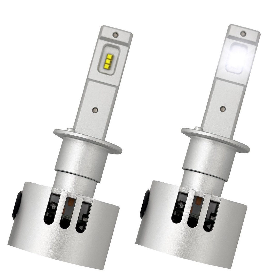Recon Accessories Headlight Bulb, H1, LED Bulb, 25 Watt, 12 Volt, White Beam Color, 6000K Light Color Temperature, Set of 2 – 264H1LEDHPNB