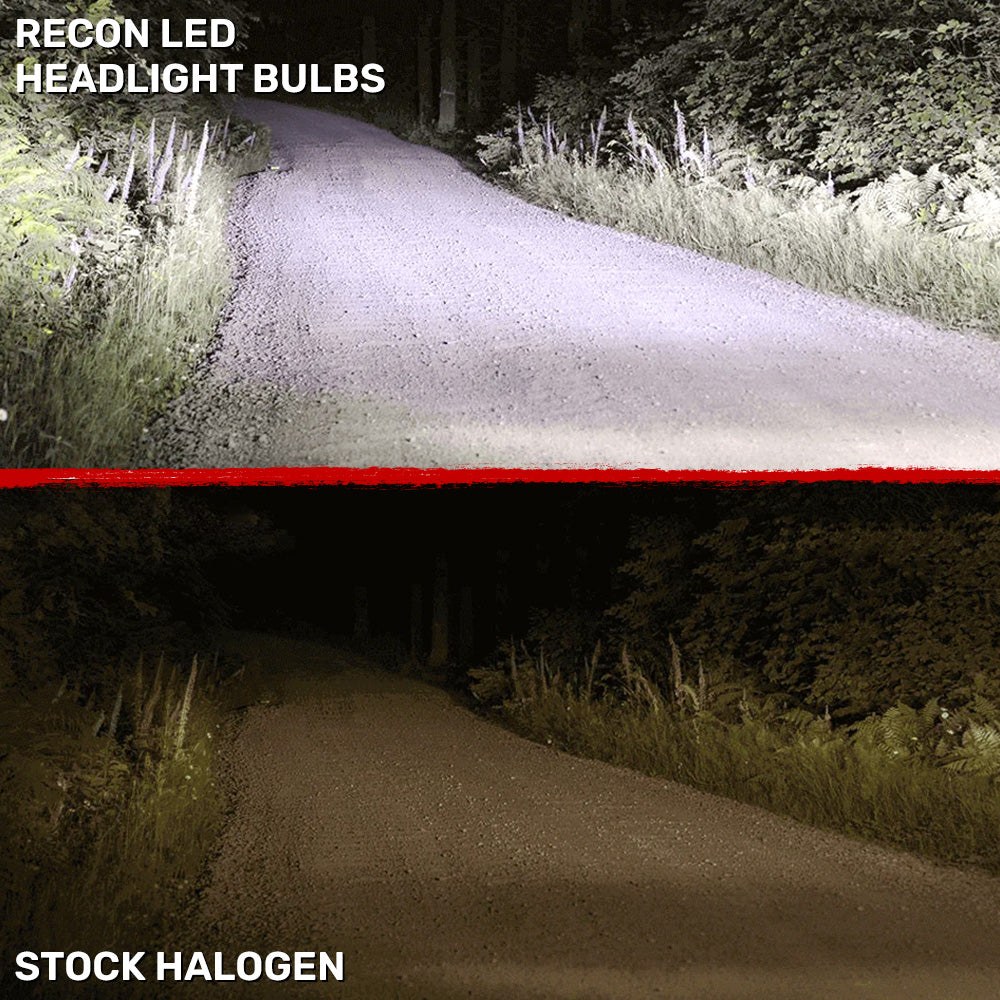 Recon Accessories Headlight Bulb, H1, LED Bulb, 25 Watt, 12 Volt, White Beam Color, 6000K Light Color Temperature, Set of 2 – 264H1LEDHPNB