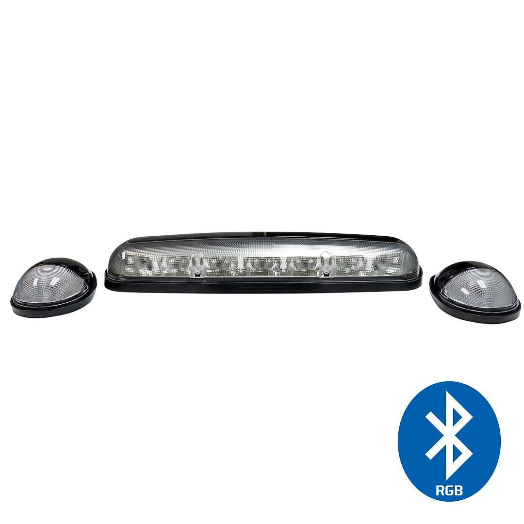 Recon Accessories Roof Marker Light, Direct Fit OEM Style, Clear Lens, LED Bulb, Selectable Multi-Colored Through Bluetooth Phone App – 264155CLRGB