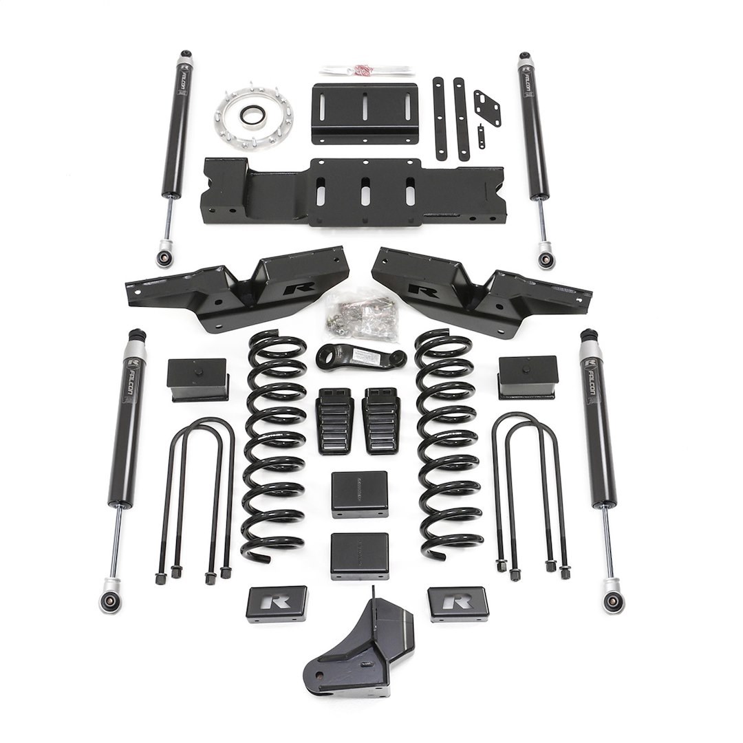 ReadyLIFT Lift Kit Suspension, 6 Inch Front Lift, 5 Inch Rear Lift, With Front and Rear Falcon Shock Absorbers, Black Components – 49-19631