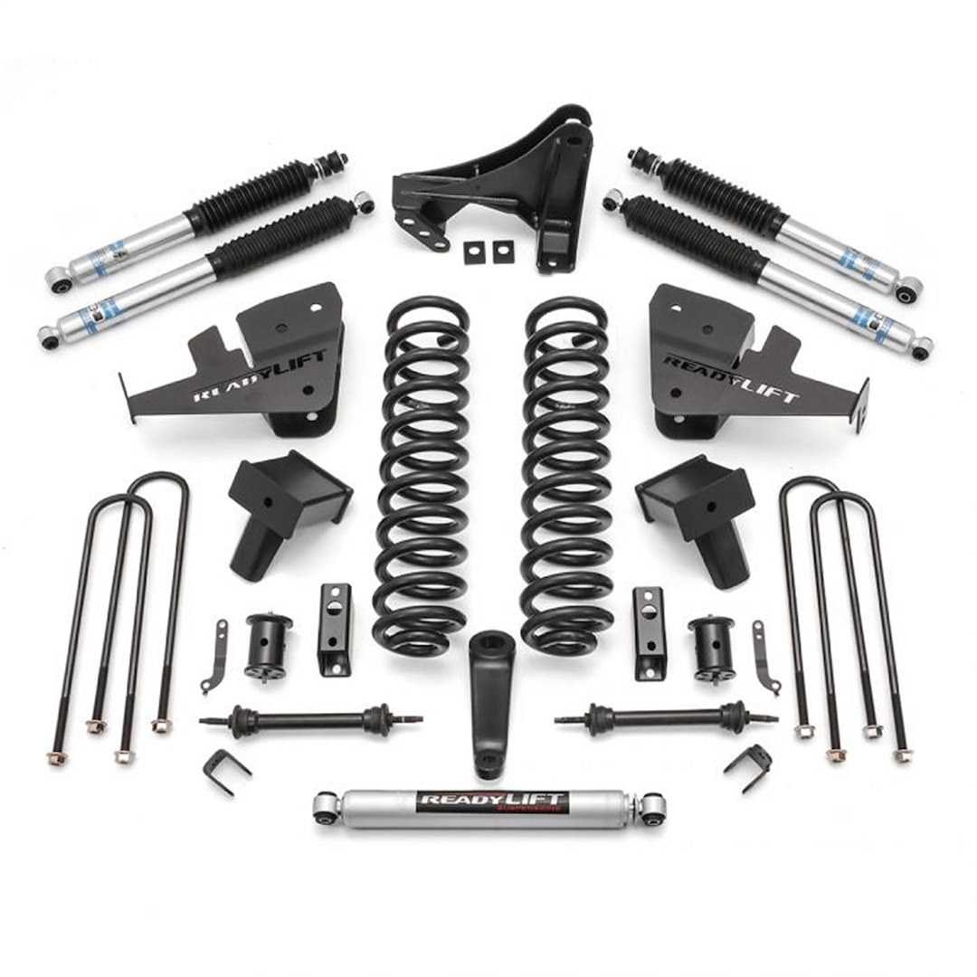 ReadyLIFT Lift Kit Suspension, 6-1/2 Inch Front Lift, 6-1/2 Inch Rear Lift, With Bilstein Shock Absorbers IN Kit, Black Components – 49-2763