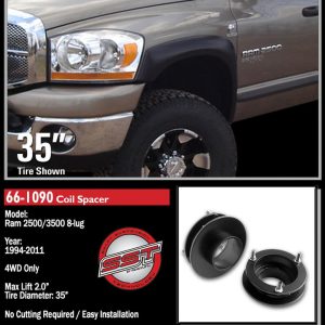 ReadyLIFT Leveling Kit Suspension, 2 Inch, Coil Spring Spacer, Includes 2 Coil Spacers – 66-1090