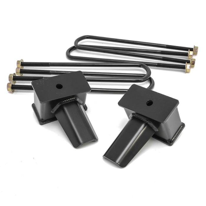 ReadyLIFT Leaf Spring Block Kit, 4 Inch Tapered Block, Cast Iron, With 2 Blocks and U-Bolts – 66-2740