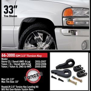 ReadyLIFT Leveling Kit Suspension, 1.5 Inch to 2.5 Inch, 2 Torsion KEYS/2 Shock Extensions and Hardware – 66-3000