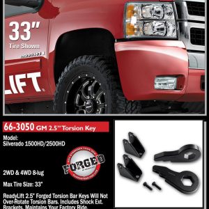 ReadyLIFT Leveling Kit Suspension, 2 Inch to 3 Inch Lift, Torsion Key, Includes 2 Torsion KEYS/2 Shock Extensions and Hardware – 66-3050