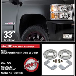 ReadyLIFT Leveling Kit Suspension, 2.25 Inch, Strut Assembly Extension, Includes 2 Strut Extensions/2 Strut Spacers and Hardware – 66-3085