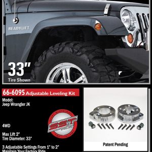 ReadyLIFT Leveling Kit Suspension, 1 Inch to 2 Inch Adjustable, Coil Spring Spacer, With 4 Interlocking Coil Spring Spacer Plates/ Hardware – 66-6095
