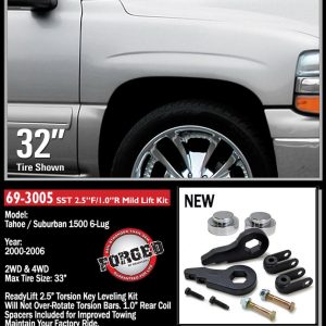 ReadyLIFT Lift Kit Suspension, Sst ® Series, 2-1/2 Inch Front Lift, 1 Inch Rear Lift – 69-3005