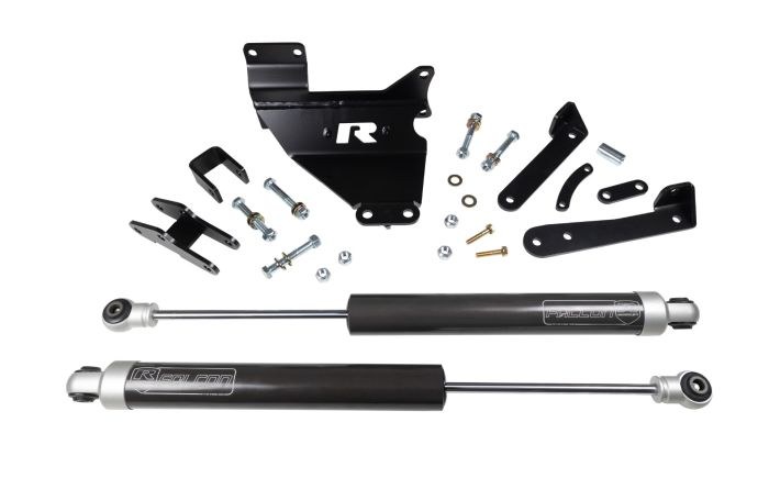 ReadyLIFT Steering Stabilizer, Falcon 2.1, Dual, Gray, With Brackets/ Hardware, Set of 2 – 77-13210