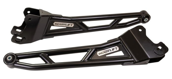 ReadyLIFT Radius Arm, 3-1/2 to 6 Inch Lift, Non Adjustable, Powder Coated, Black, Set of 2 with Cam Bolt Kit – 77-19000