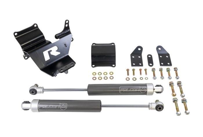 ReadyLIFT Steering Stabilizer, Falcon 2.1, Dual, Gray, With Brackets/ Hardware, Set of 2 – 77-23200