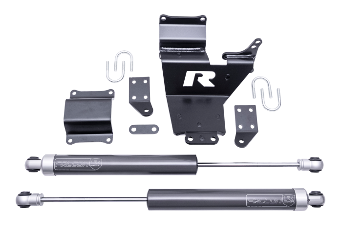 ReadyLIFT Steering Stabilizer, Falcon, Dual, Gray, With Brackets/ Hardware, Set of 2 – 77-23201