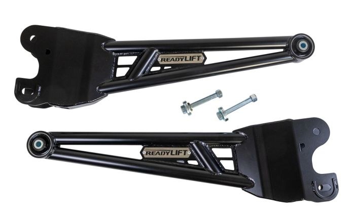 ReadyLIFT Radius Arm, 3-1/2 to 6 Inch Lift, Non Adjustable, Powder Coated, Black, Set of 2 with Cam Bolt Kit – 77-23400