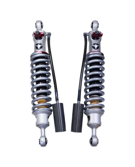 ReadyLIFT Coil Over Shock Absorber, Falcon 3.3, Adjustable Valving, 3 Inch Lift, Pigtail Spring, Black/ Gray, Remote Reservoir, Set of 2 – 93-54360