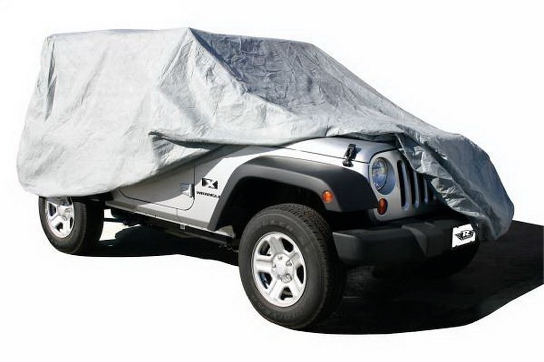 Rampage Car Cover, Protect from Sun/ Dirt/ Dust/ Moisture and Pollution, Gray, 4 Layer Polypropylene, Lockable, With Storage Bag – 1204