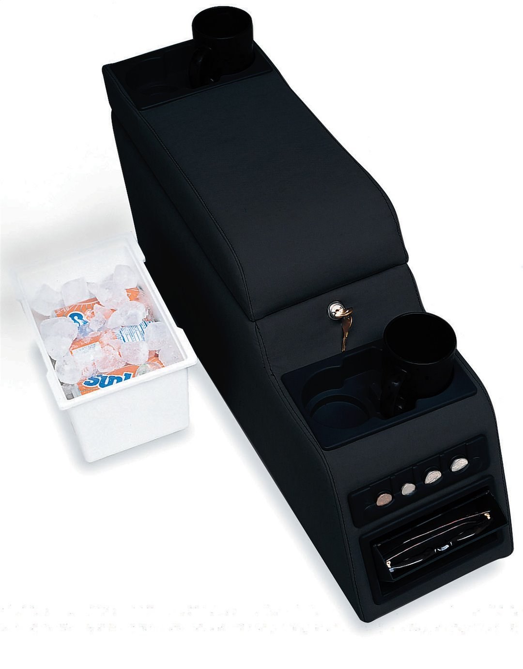 Rampage Console, Center Console, 27-1/4 Inch Length X 8-3/4 Inch Width X 12-1/2 Inch Height, Locking, Denim Black – 31515