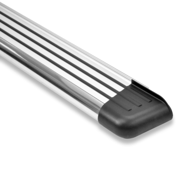 Romik USA Running Board, RB2 Series, Polished, Silver, Aluminum, Unlighted, 450 Pound Capacity, With Mounting Bracket/ Hardware – 21619418