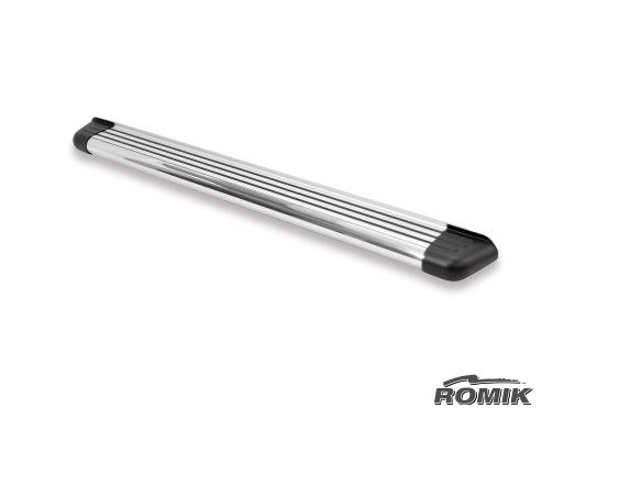 Romik USA Running Board, RB2 Series, Polished, Silver, Aluminum, Unlighted, 450 Pound Capacity, With Mounting Bracket/ Hardware – 21728418