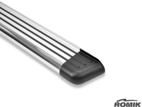 Romik USA Running Board, RB2 Series, Polished, Silver, Aluminum, Unlighted, 450 Pound Capacity, With Mounting Bracket/ Hardware – 21728418