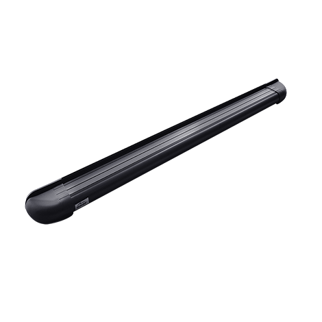 Romik USA Running Board, RB2 Series, Anodized Black, Aluminum, With Black End Caps, Unlighted, Rocker Panel Mount, 450 Pound Capacity – 22215419