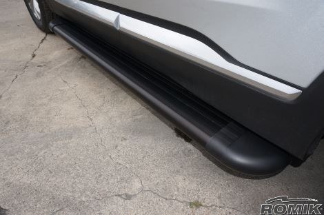 Romik USA Running Board, RB2 Series, Anodized Black, Aluminum, With Black End Caps, Unlighted, Rocker Panel Mount, 450 Pound Capacity – 22215419