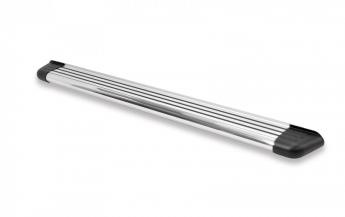Romik USA Running Board, RB2 Series, Polished, Silver, Aluminum, Unlighted, 450 Pound Capacity, With Mounting Bracket/ Hardware – 22224418