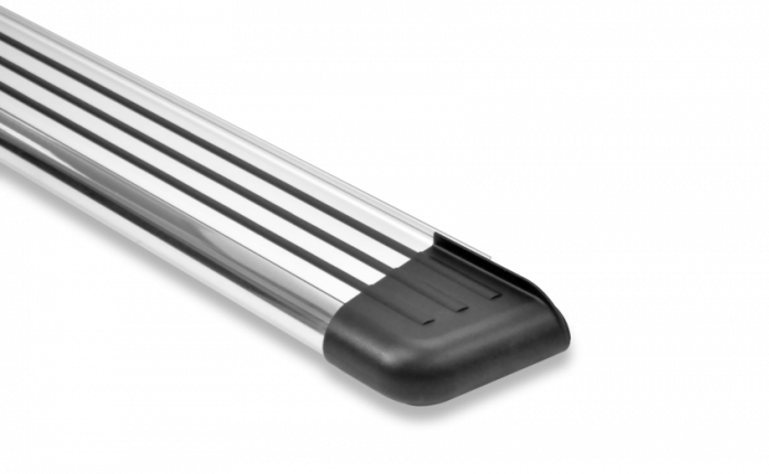 Romik USA Running Board, RB2 Series, Polished, Silver, Aluminum, Unlighted, 450 Pound Capacity, With Mounting Bracket/ Hardware – 22224418