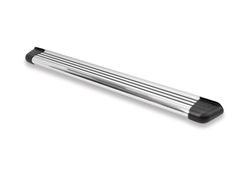 Romik USA Running Board, RB2-T Series, Silver, Aluminum with Stainless Steel Front Tube, With Black End Caps, Unlighted, 450 Pound Capacity – 22353418