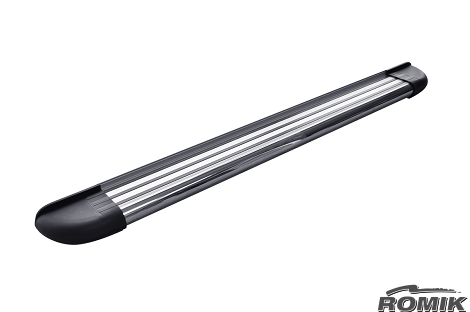 Romik USA Running Board, RB2-T Series, Silver, Aluminum with Stainless Steel Front Tube, With Black End Caps, Unlighted, 450 Pound Capacity – 22353418