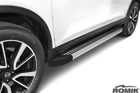 Romik USA Running Board, RB2-T Series, Silver, Aluminum with Stainless Steel Front Tube, With Black End Caps, Unlighted, 450 Pound Capacity – 22353418