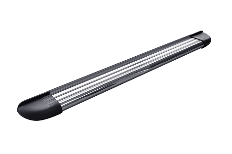 Romik USA Running Board, RB2 Series, Silver, Aluminum with Stainless Steel Front Tube, With Black End Caps, Unlighted, 450 Pound Capacity – 22373418