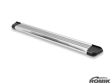 Romik USA Running Board, RB2 Series, Silver, Aluminum with Stainless Steel Front Tube, With Black End Caps, Unlighted, 450 Pound Capacity – 22373418
