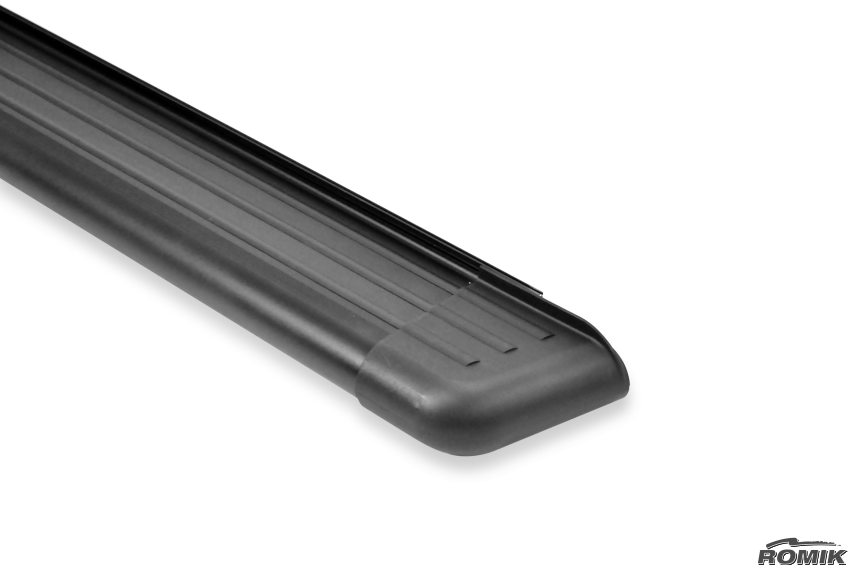 Romik USA Running Board, RB2 Series, Anodized Black, Aluminum, With Black End Caps, Unlighted, 450 Pound Capacity – 22389419