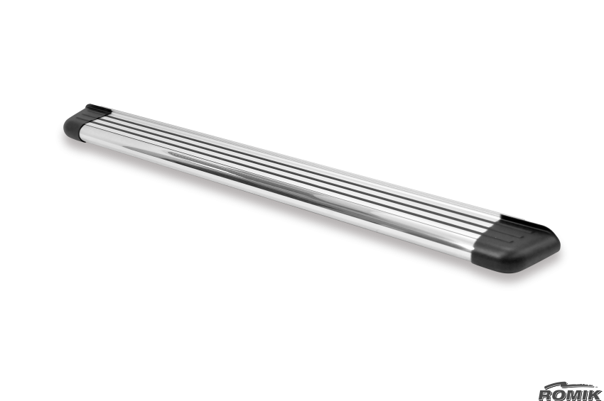 Romik USA Running Board, RB2 Series, Polished, Aluminum, Unlighted, 450 Pound Capacity, With Mounting Bracket/ Hardware – 22393418