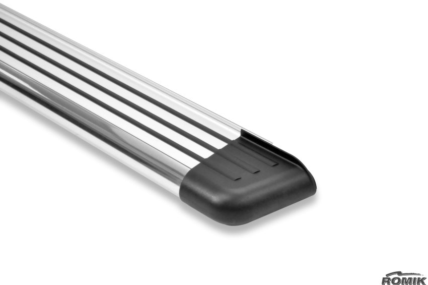 Romik USA Running Board, RB2 Series, Polished, Aluminum, Unlighted, 450 Pound Capacity, With Mounting Bracket/ Hardware – 22393418