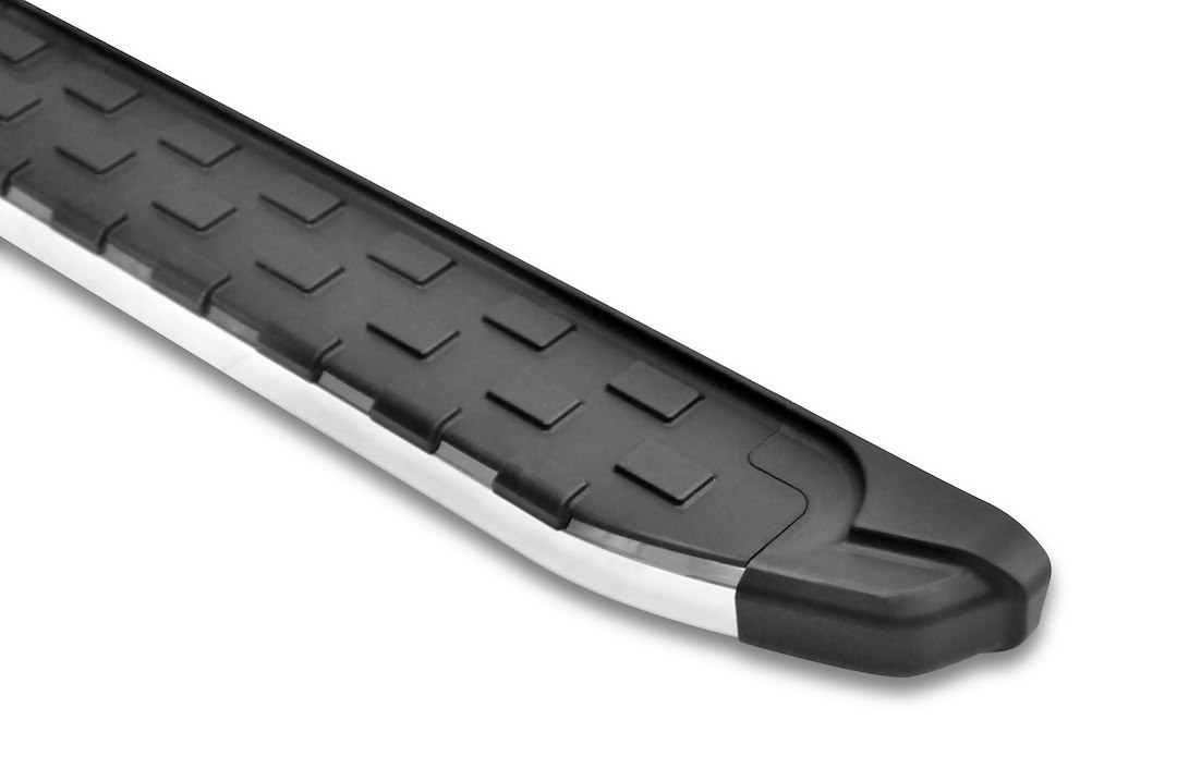 Romik USA Running Board, Rec Series, Polished, Aluminum, Unlighted, 300 Pound Capacity, With Black End Caps/ Mounting Brackets/ Hardware – 50057418