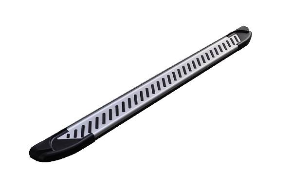 Romik USA Running Board, Ral-T Series, Polished, Silver, With Black End Caps, Aluminum, Unlighted, 450 Pound Capacity – 61345418