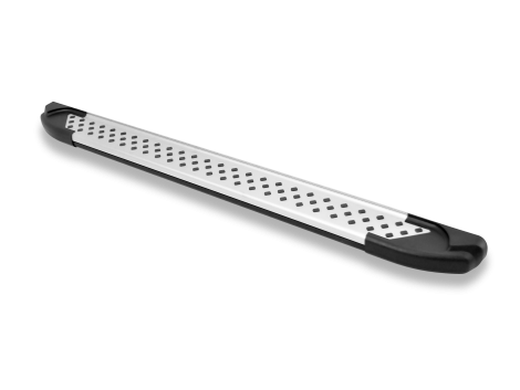 Romik USA Running Board, Ral Series, Silver, Aluminum, With Black End Caps, Unlighted, 400 Pound Capacity – 61614418