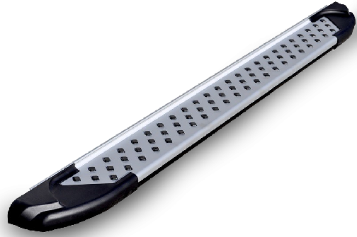 Romik USA Running Board, Ral Series, Silver, Aluminum, With Black End Caps, Unlighted, 400 Pound Capacity – 61816418