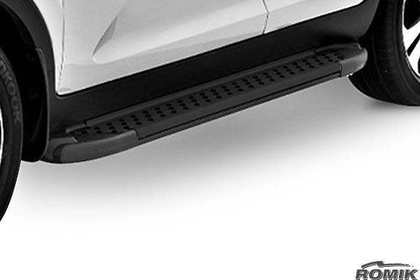 Romik USA Running Board, Ral Series, Black Powder Coated, Aluminum, With Black Powder Coated End Caps, Unlighted, 400 Pound Capacity – 62010419