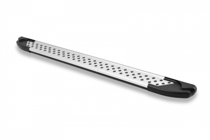 Romik USA Running Board, Ral Series, Silver, Aluminum, With Black End Caps, Unlighted, 400 Pound Capacity – 62108418