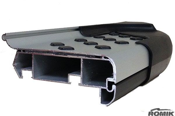 Romik USA Running Board, Ral Series, Polished, Silver Body/ Black Endcaps, Aluminum, Unlighted, 400 Pound Capacity – 62392418
